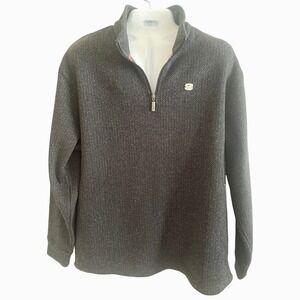 Bob Timberlake Pullover Mens XL Gray Herringbone Quarter Zip Outdoor Sweater NWT